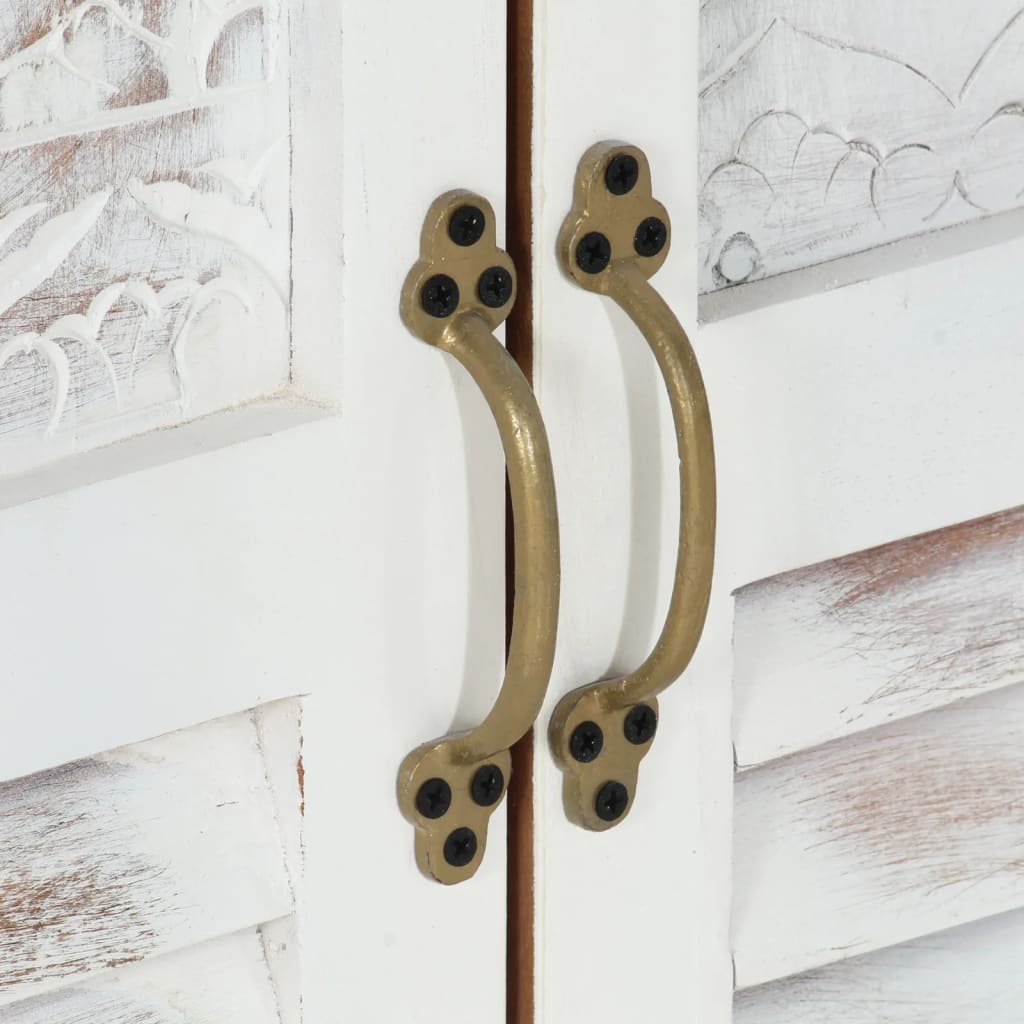 Credenza Bianca 55x30x90 cm in Legno Massello di Acacia - homemem39