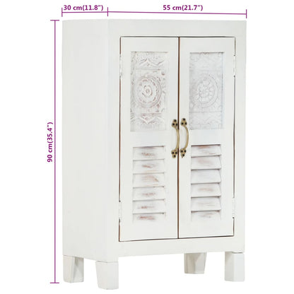 Credenza Bianca 55x30x90 cm in Legno Massello di Acacia - homemem39