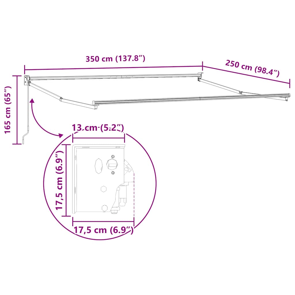 Telaio per tende da sole retrattile Bianco 350 x 250 cm | homemem39