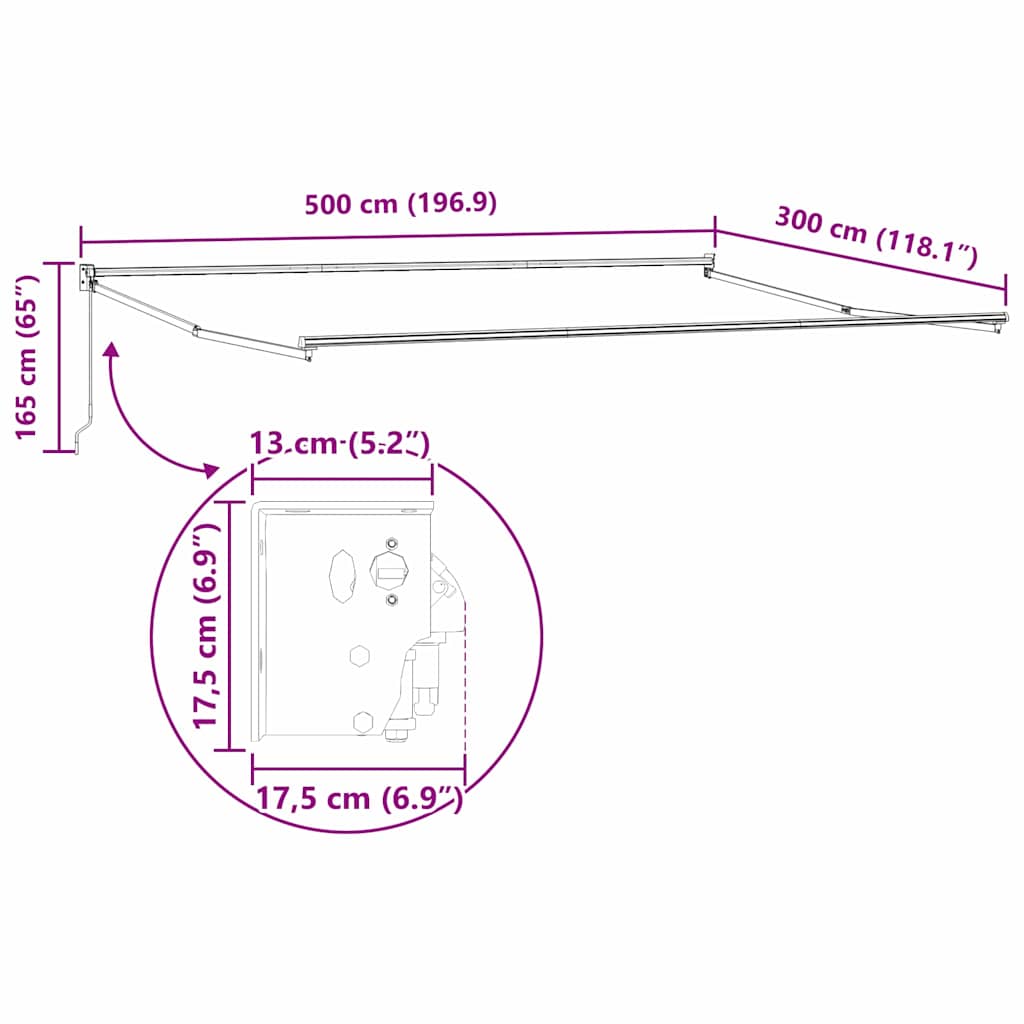 Tenda da Sole Bianco 5 x 3 m Metallo