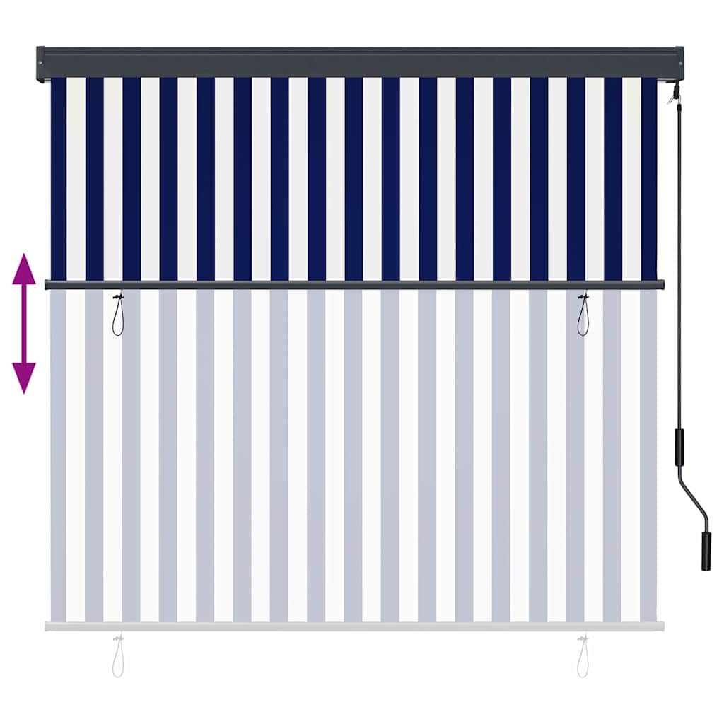 Tenda a rullo Blu e Bianco 180 x 250 cm Tessuto e Alluminio | homemem39