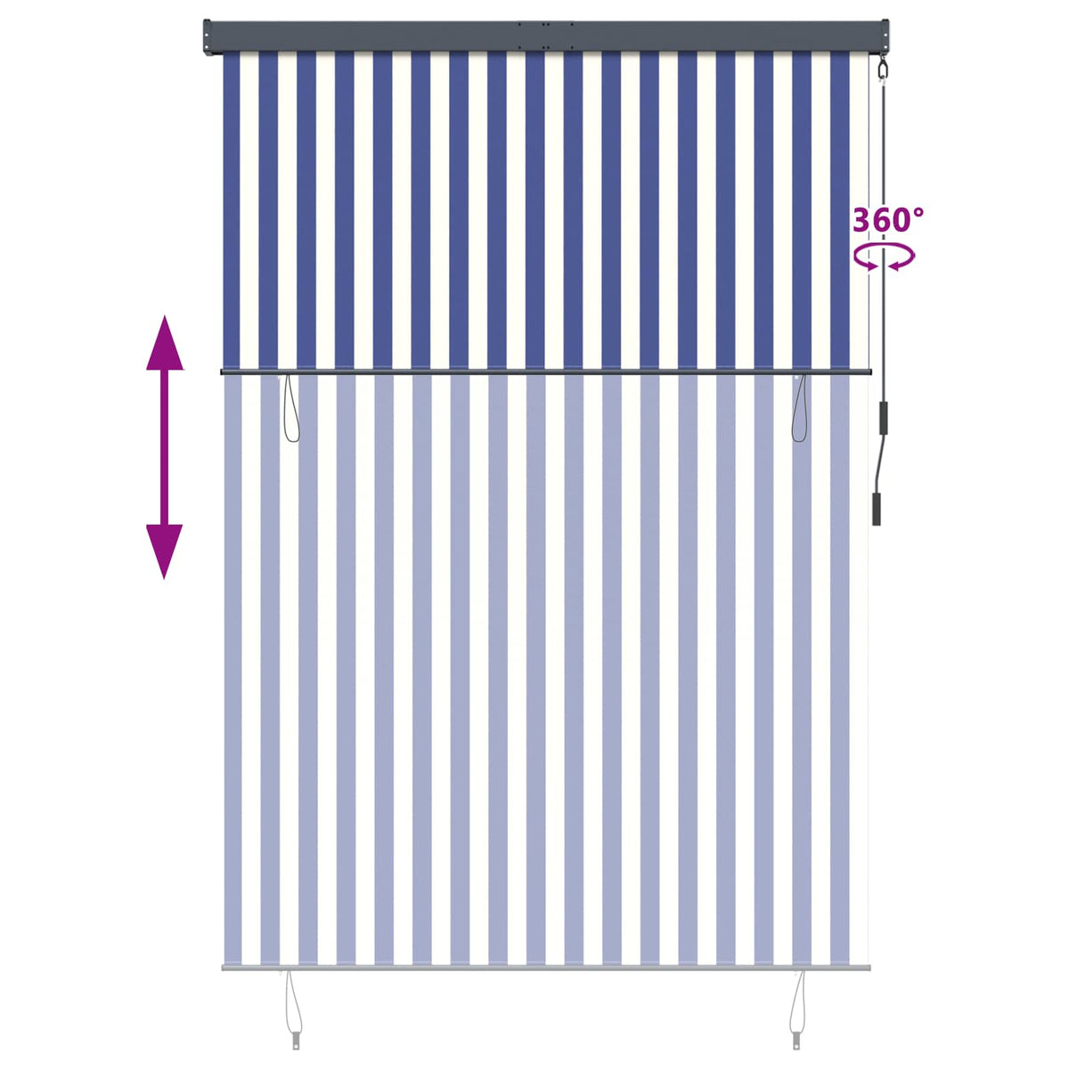 Tenda a rullo Blu e Bianco 180 x 250 cm Tessuto e Alluminio