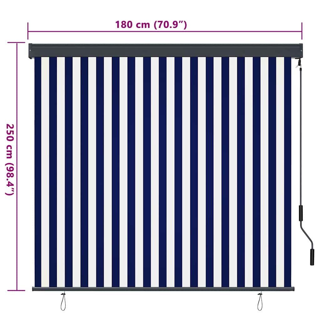 Tenda a rullo Blu e Bianco 180 x 250 cm Tessuto e Alluminio | homemem39