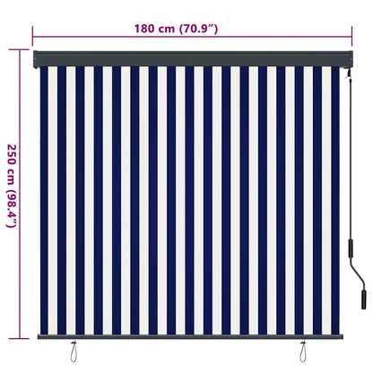 Tenda a rullo Blu e Bianco 180 x 250 cm Tessuto e Alluminio | homemem39