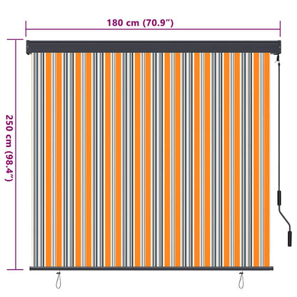 Tenda a rullo Giallo e Blu 180 x 250 cm Tessuto e Alluminio