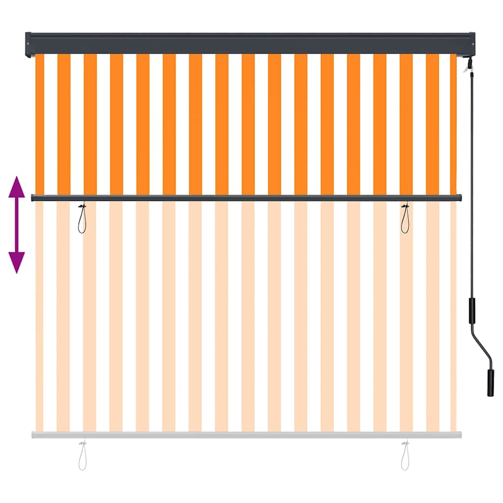 Tenda a rullo con tende Rigato Bianco e Arancione 180 x 250 cm | homemem39