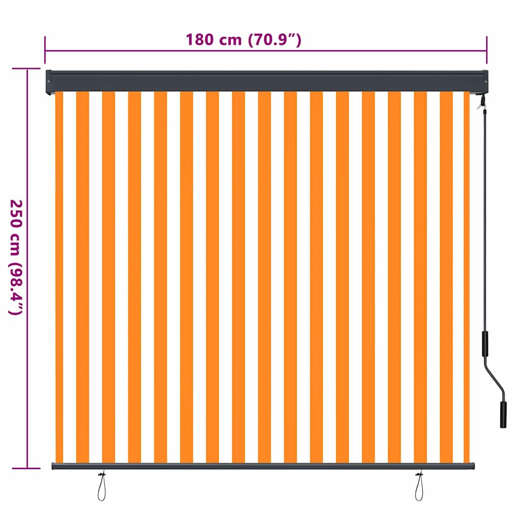 Tenda a rullo con tende Rigato Bianco e Arancione 180 x 250 cm | homemem39