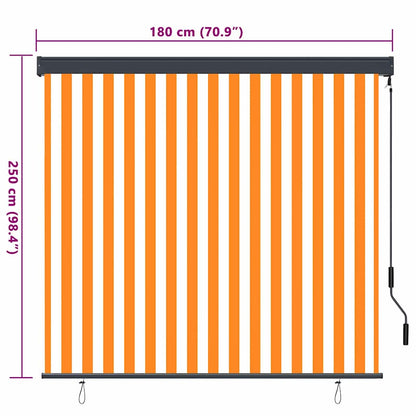 Tenda a rullo Bianco e Arancione 180 x 250 cm