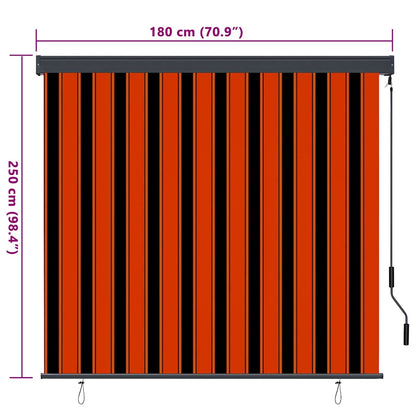 Tenda a rullo con tende Rigato Arancione e Marrone 180 x 250 cm | homemem39