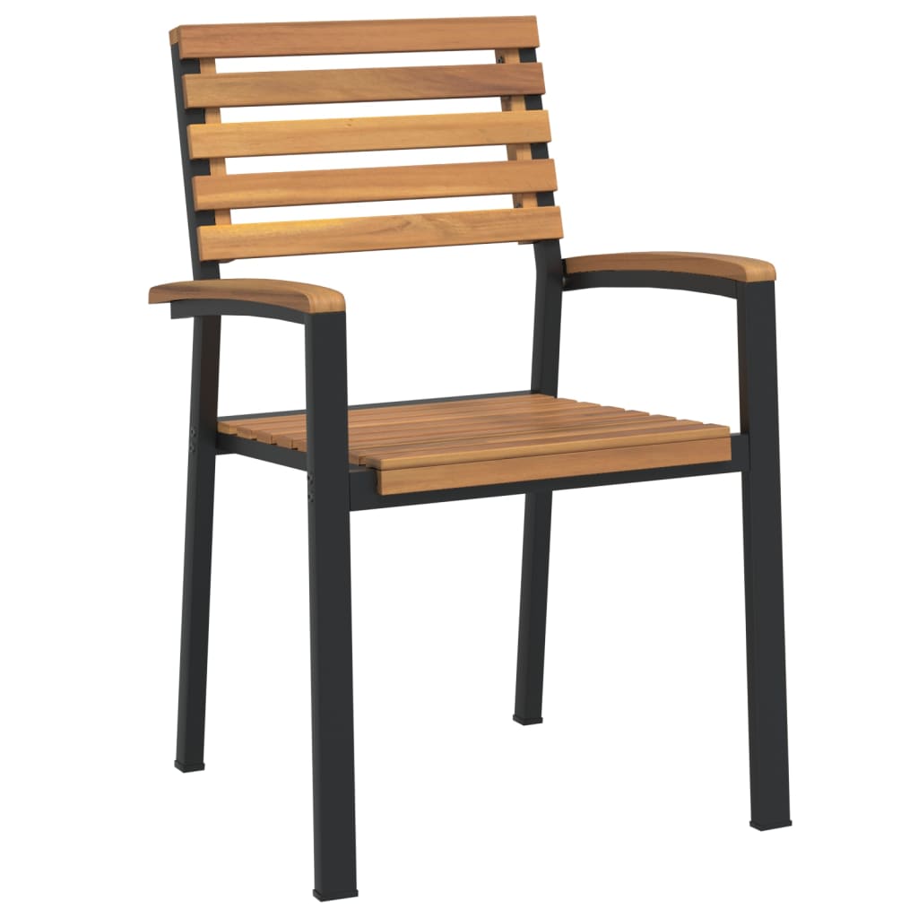 Sedie Giardino Impilabili 2 pz Legno Massello Acacia e Metallo | homemem39