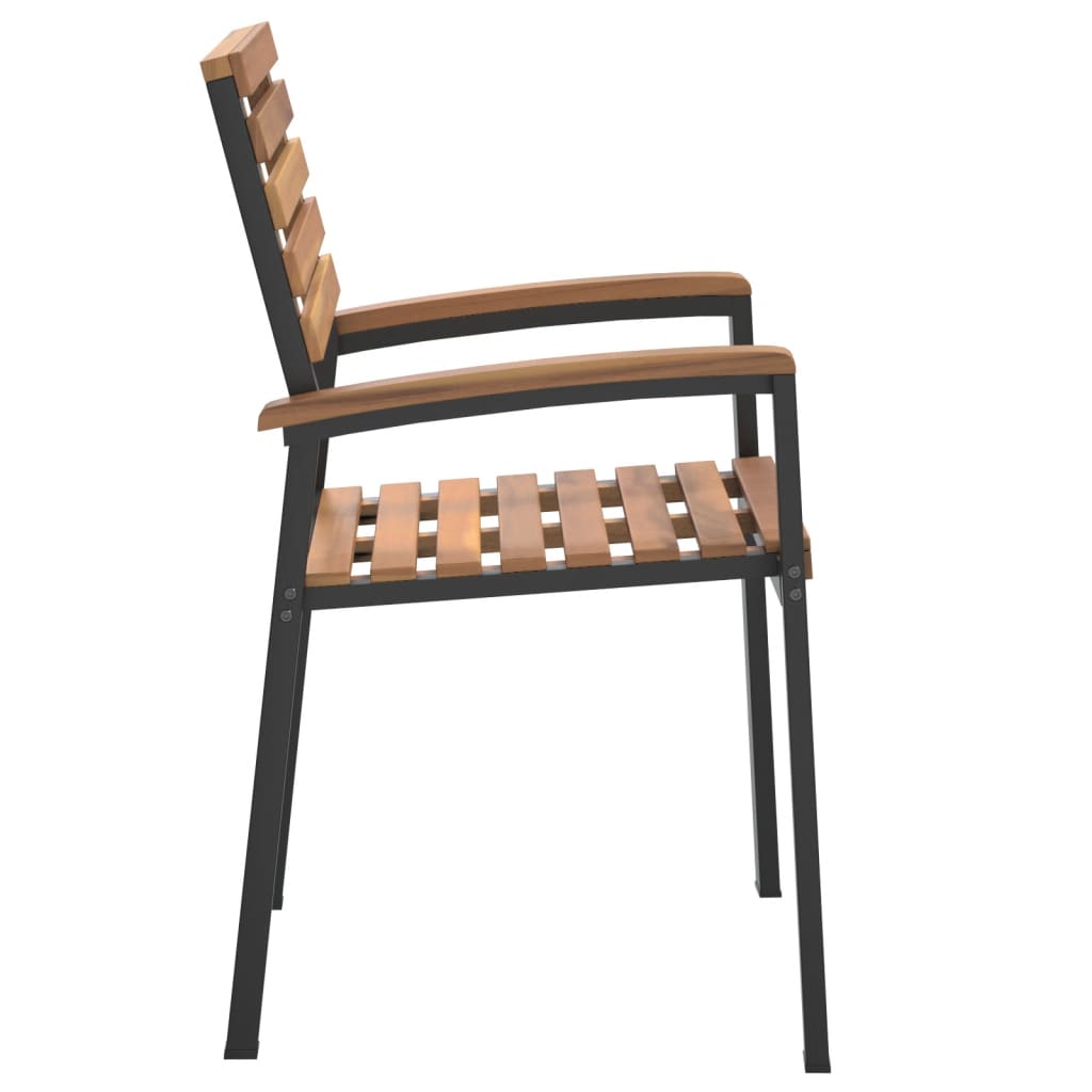 Sedie Giardino Impilabili 2 pz Legno Massello Acacia e Metallo | homemem39