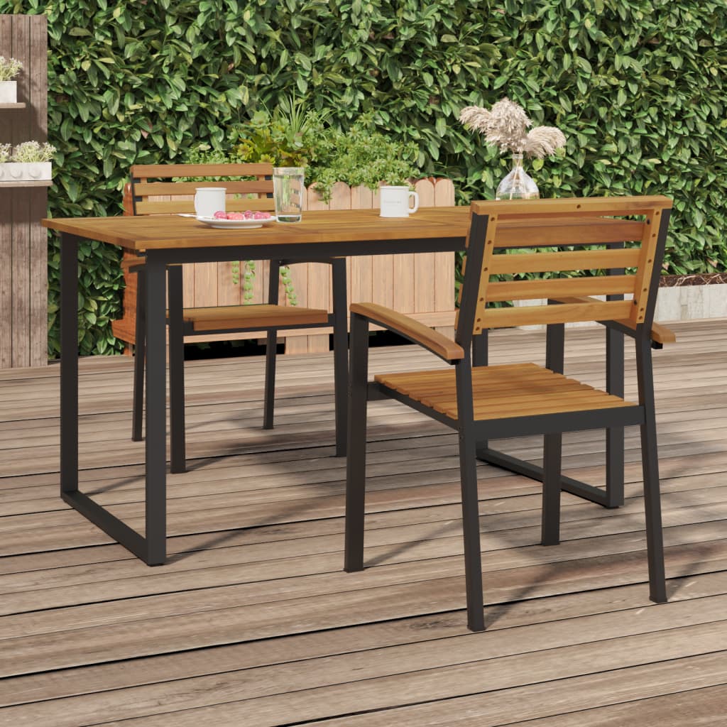Sedie Giardino Impilabili 2 pz Legno Massello Acacia e Metallo | homemem39