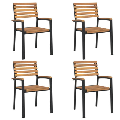 Sedie Giardino Impilabili 4 pz Legno Massello Acacia e Metallo | homemem39