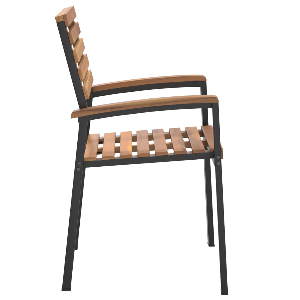 Sedie Giardino Impilabili 4 pz Legno Massello Acacia e Metallo | homemem39