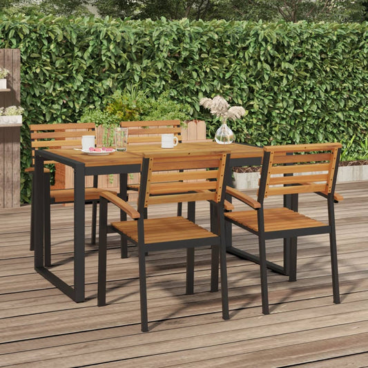 Sedie Giardino Impilabili 4 pz Legno Massello Acacia e Metallo | homemem39