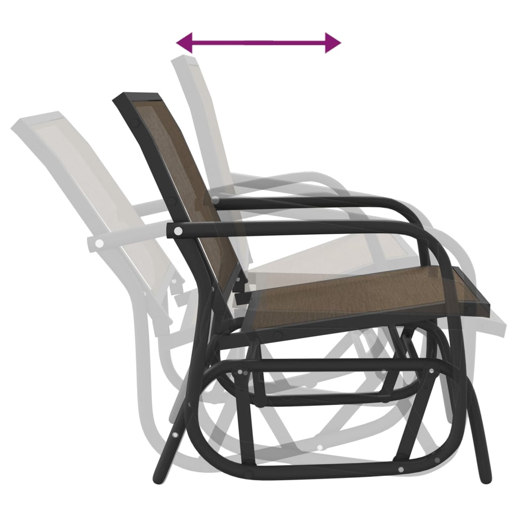 Sedia a Dondolo Giardino Marrone 61x76x87cm Textilene e Acciaio | homemem39