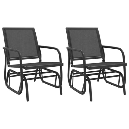 Sedie a Dondolo Giardino 2pz Nere 61x76x87 Textilene e Acciaio | homemem39