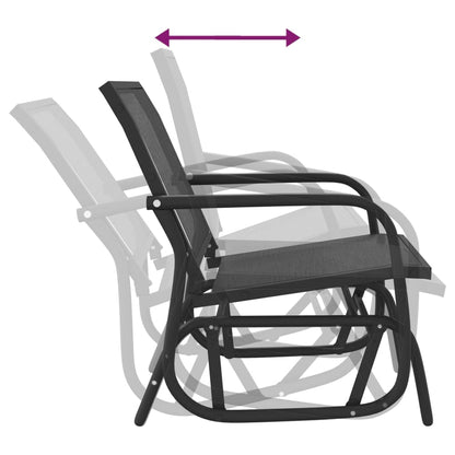 Sedie a Dondolo Giardino 2pz Nere 61x76x87 Textilene e Acciaio | homemem39