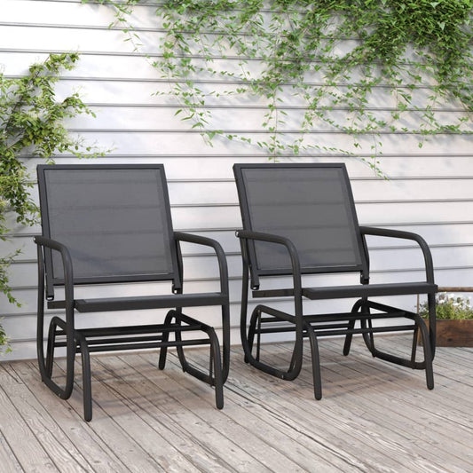 Sedie a Dondolo Giardino 2pz Nere 61x76x87 Textilene e Acciaio | homemem39
