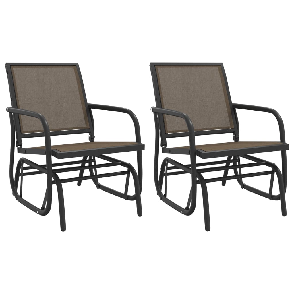 Sedie a Dondolo Giardino 2pz Marroni 61x76x87 Textilene Acciaio | homemem39