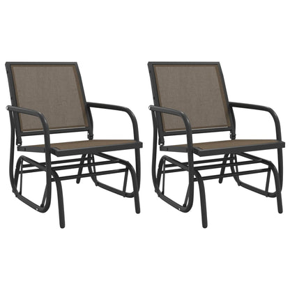 Sedie a Dondolo Giardino 2pz Marroni 61x76x87 Textilene Acciaio | homemem39