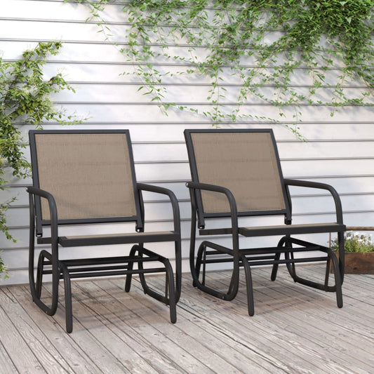 Sedie a Dondolo Giardino 2pz Marroni 61x76x87 Textilene Acciaio | homemem39
