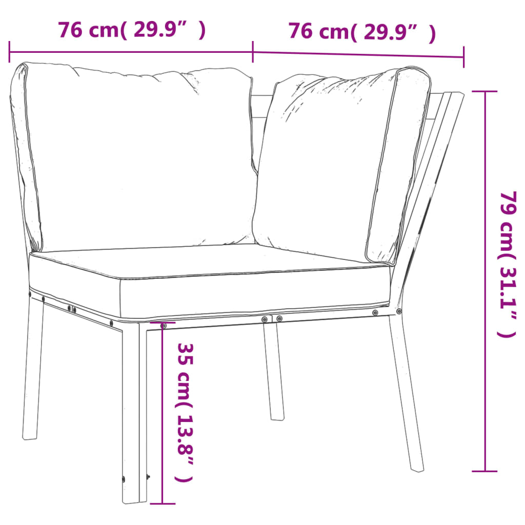 Sedia da Giardino con Cuscini Grigi 76x76x79 cm Acciaio | homemem39