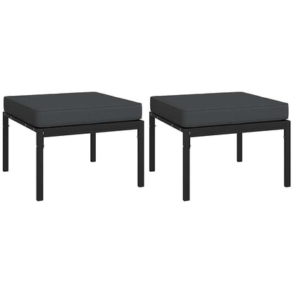 Poggiapiedi Giardino con Cuscini Grigi 2pz 60x60x35 cm Acciaio | homemem39