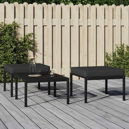 Poggiapiedi Giardino con Cuscini Grigi 2pz 60x60x35 cm Acciaio | homemem39
