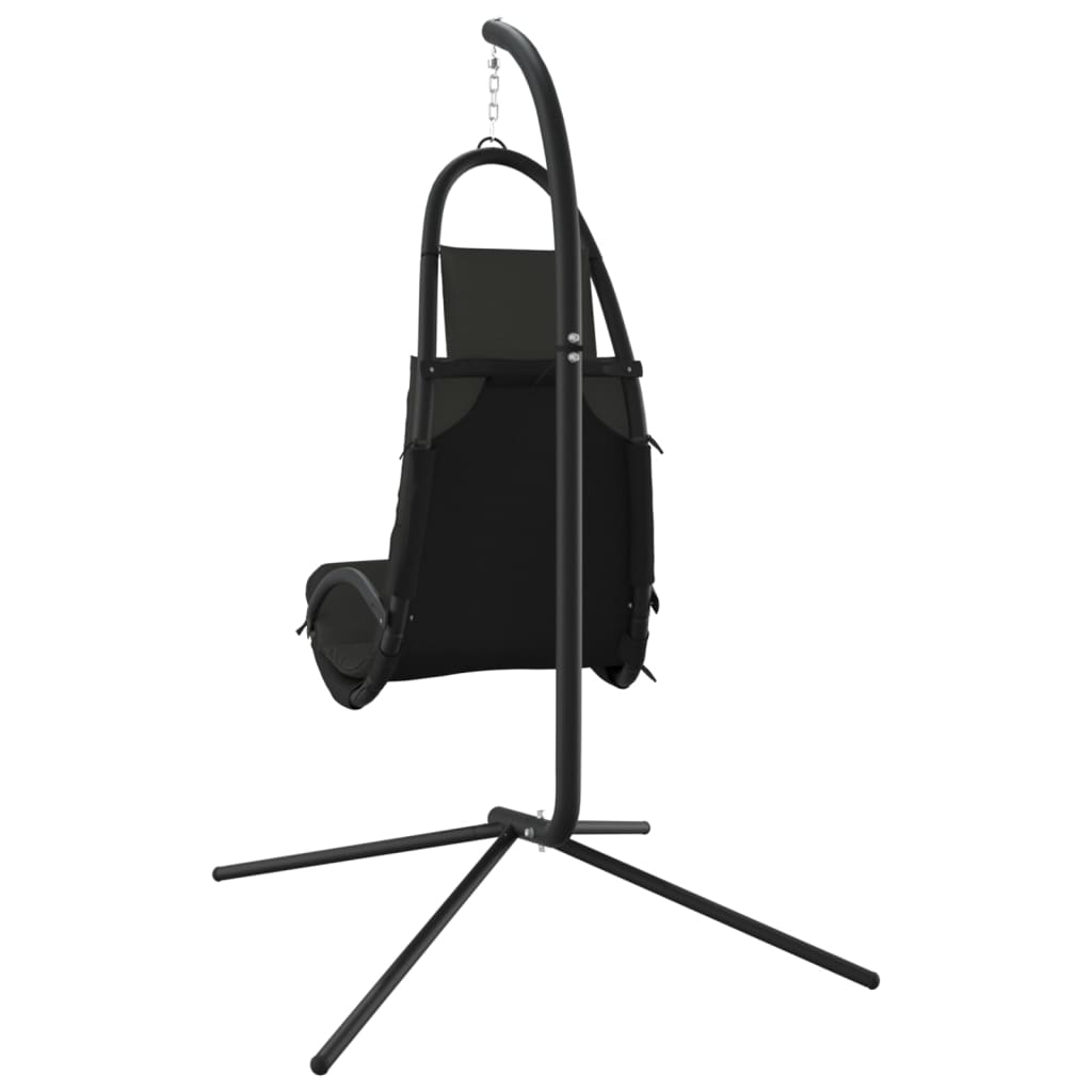 Sedia a Dondolo Giardino Cuscino Grigio Scuro Tessuto e Acciaio - homemem39