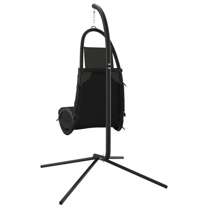 Sedia a Dondolo Giardino Cuscino Grigio Scuro Tessuto e Acciaio - homemem39