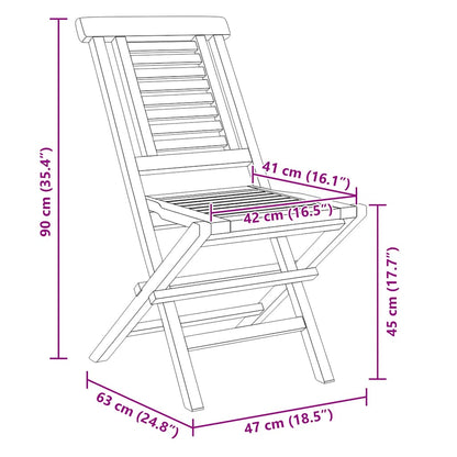 Sedie da Giardino Pieghevole 2pz 47x63x90cm Legno Massello Teak - homemem39