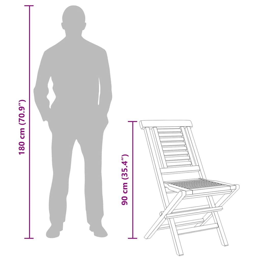 Sedie da Giardino Pieghevole 2pz 47x63x90cm Legno Massello Teak - homemem39