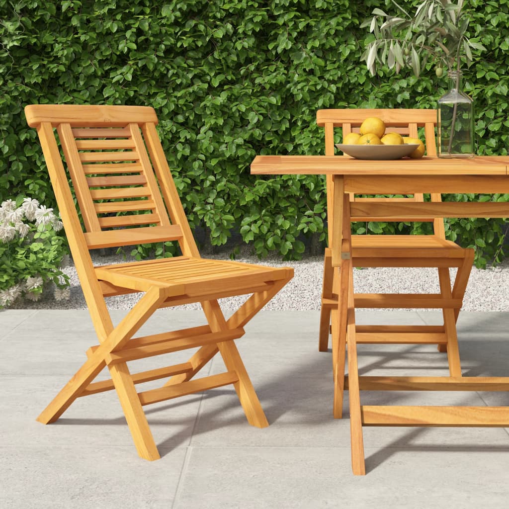 Sedie da Giardino Pieghevole 2pz 47x63x90cm Legno Massello Teak - homemem39