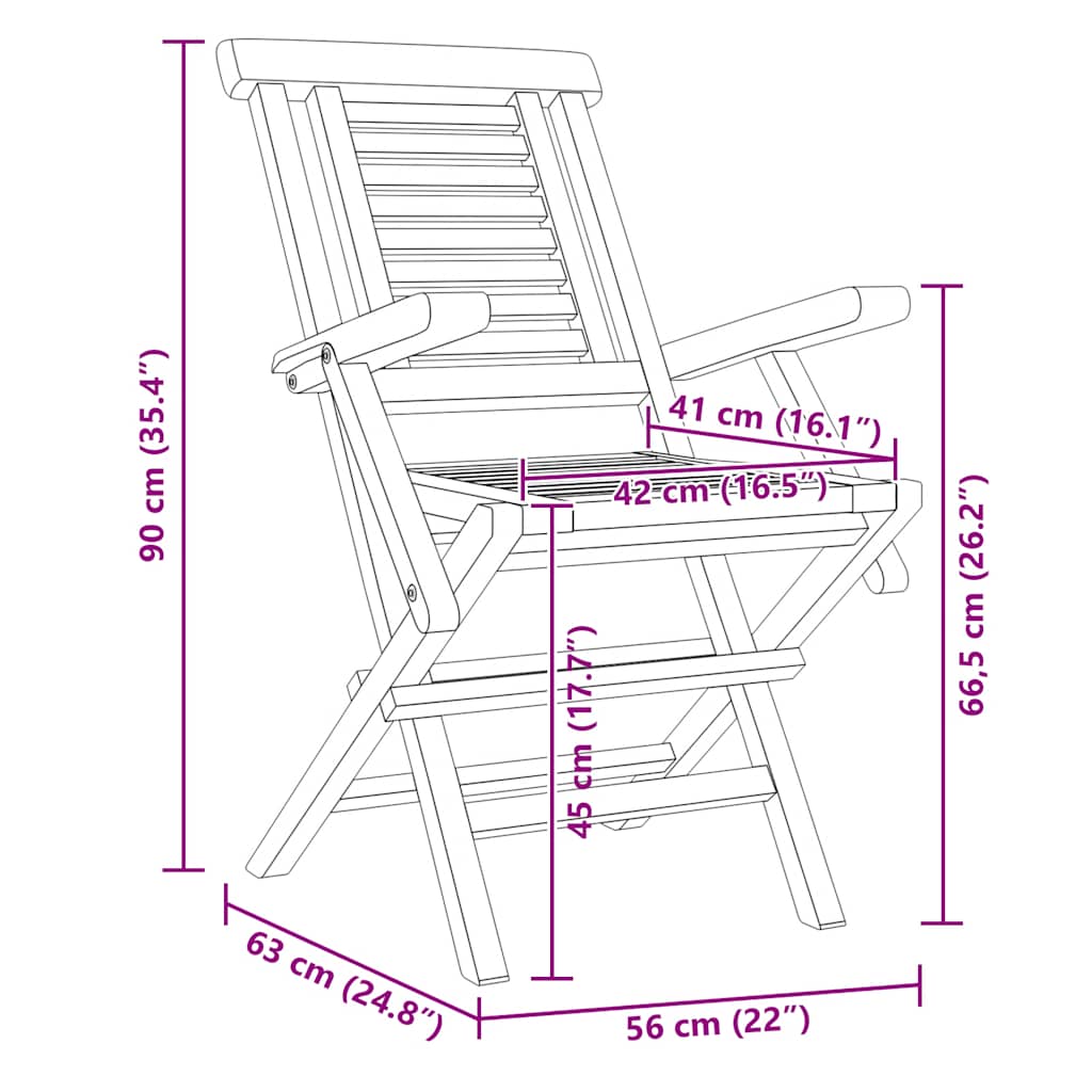 Sedie da Giardino Pieghevoli 2pz 56x63x90cm Legno Massello Teak | homemem39