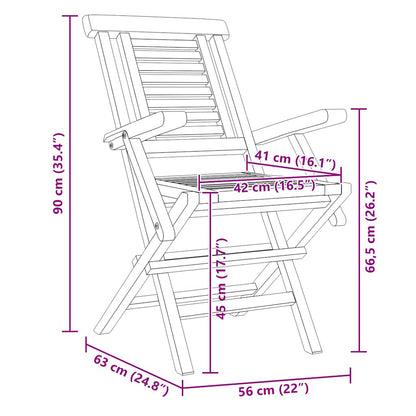 Sedie da Giardino Pieghevoli 2pz 56x63x90cm Legno Massello Teak | homemem39