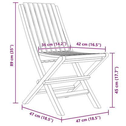 Sedie da Giardino Pieghevoli 2pz 47x47x89cm Legno Massello Teak