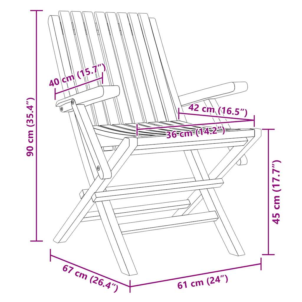 Sedie da Giardino Pieghevoli 2pz 61x67x90cm Legno Massello Teak | homemem39