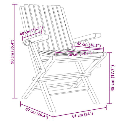 Sedie da Giardino Pieghevoli 2pz 61x67x90cm Legno Massello Teak | homemem39