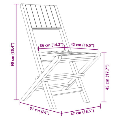 Sedie da Giardino Pieghevoli 2pz 47x61x90cm Legno Massello Teak