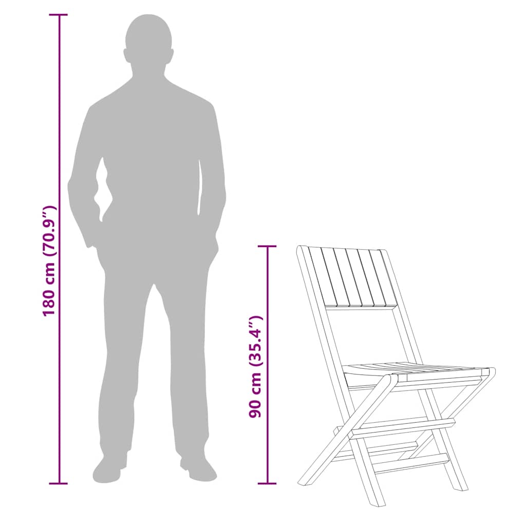 Sedie da Giardino Pieghevoli 2pz 47x61x90cm Legno Massello Teak - homemem39