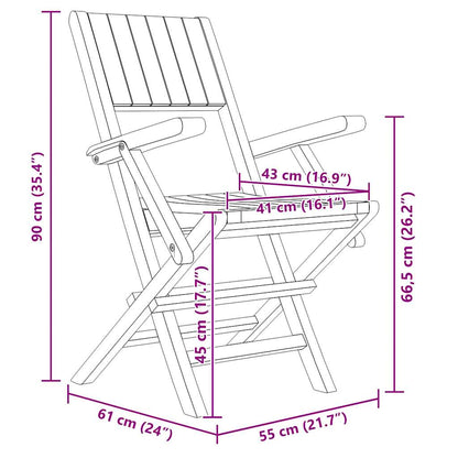 Sedie da Giardino Pieghevoli 2pz 55x61x90cm Legno Massello Teak - homemem39