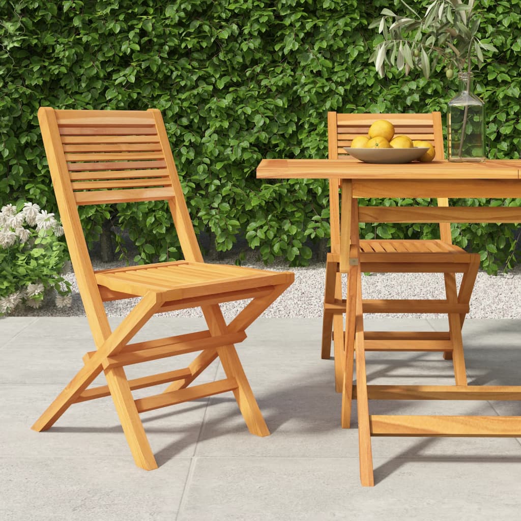 Sedie da Giardino Pieghevoli 2pz 47x62x90cm Legno Massello Teak - homemem39
