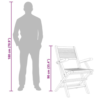 Sedie da Giardino Pieghevoli 2pz 55x62x90cm Legno Massello Teak - homemem39