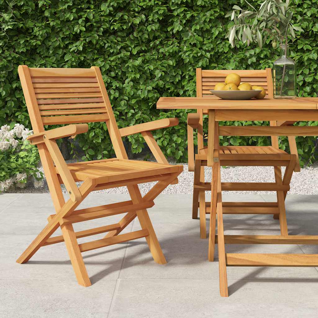 Sedie da Giardino Pieghevoli 2pz 55x62x90cm Legno Massello Teak - homemem39