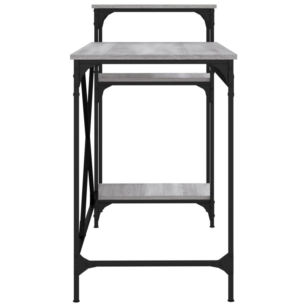 Scrivania Ripiani Grigio Sonoma 135x50x90cm Multistrato e Ferro