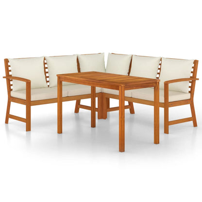 Set da Pranzo Giardino 4pz con Cuscini Legno Massello di Acacia | homemem39