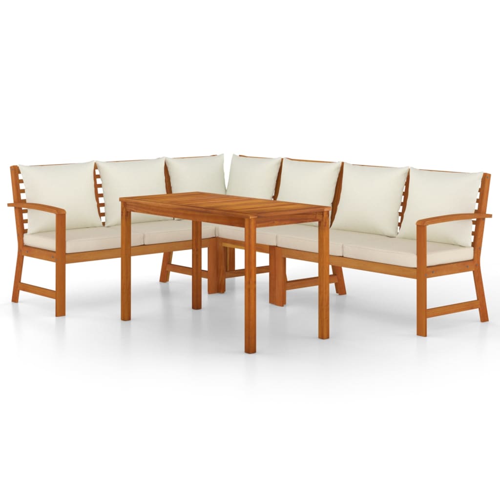 Set da Pranzo Giardino 5pz con Cuscini Legno Massello di Acacia | homemem39