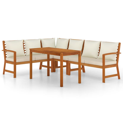 Set da Pranzo Giardino 5pz con Cuscini Legno Massello di Acacia | homemem39