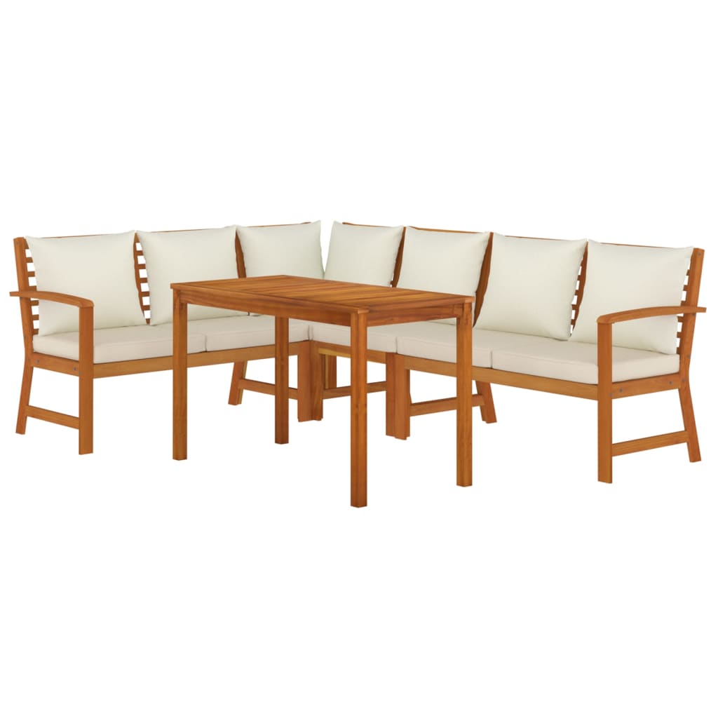 Set da Pranzo Giardino 5pz con Cuscini Legno Massello di Acacia | homemem39